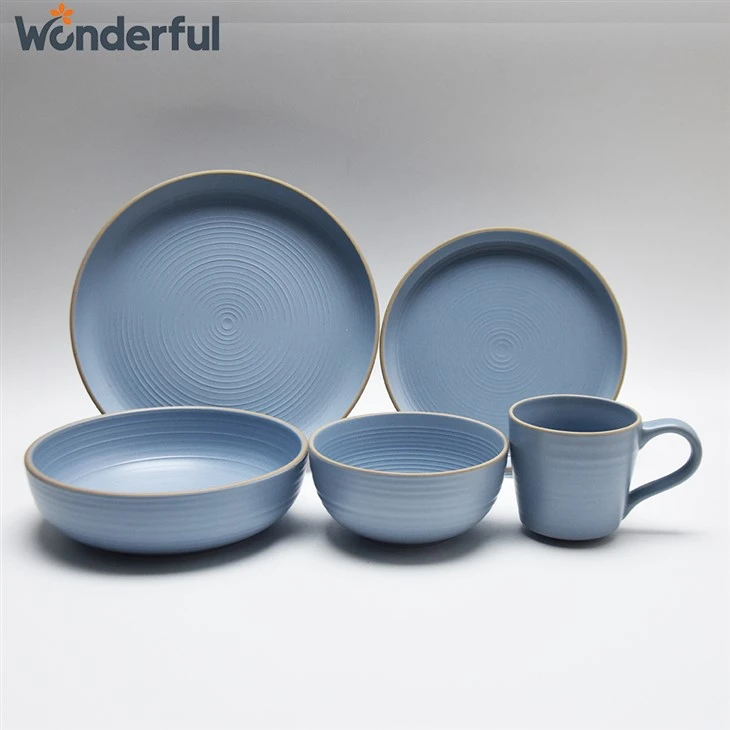 Colorful Embossed Stoneware Dinnerware Set factory