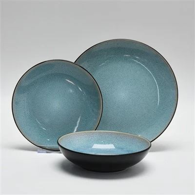 12 pcs Set Makan Malam Reaktif Biru Langit
